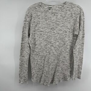 Carbon Mens Space Dye Waffle Knit Thermal Long Sleeve Shirt Grey White Small